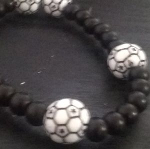 Soccer bracelet with black beads